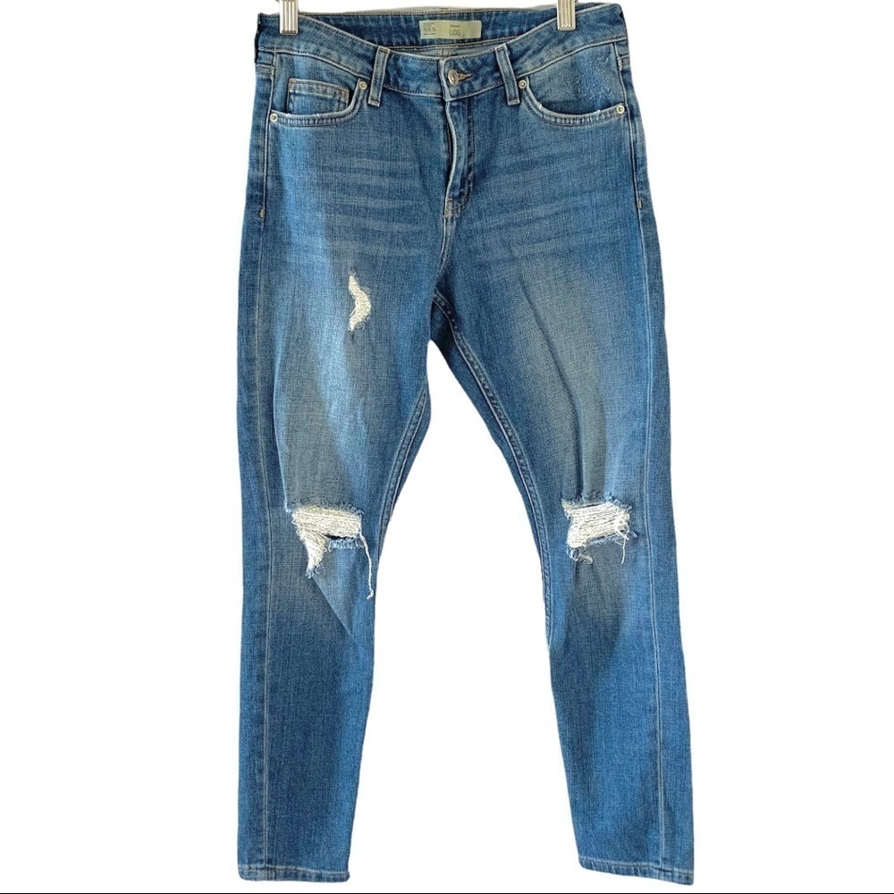 TOPSHOP Moto Lucas ripped distress crop summer  jeans women size 26
